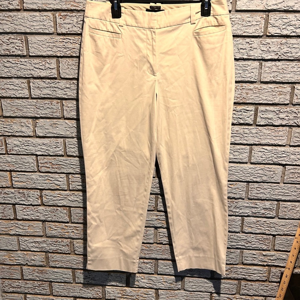 Talbots The Perfect Crop Curvy Pants Womens 8 Beige Khaki Straight Leg Chino